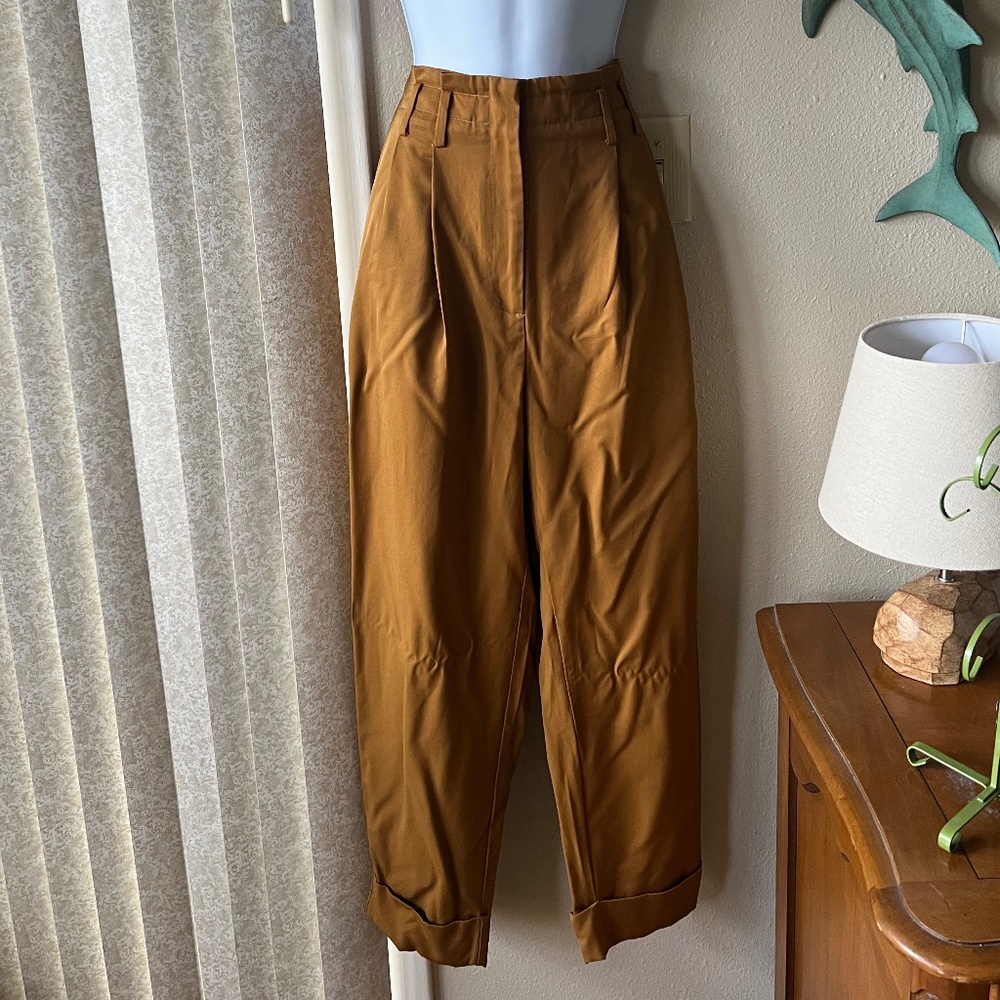Elizabeth and James Women's 8 High Waisted Mustard Yellow / Rust Ankle Pants